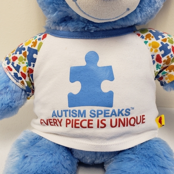 Build a Bear 17" Blue Autism Speaks Bear with Puzzle Shirt Stuffed Animal Plush - Picture 3 of 7